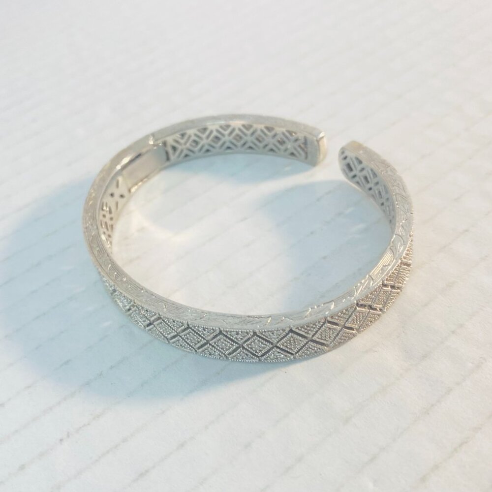 Beautiful Vintage Sterling Silver Geometric Cuff – Marked ISP 925 China - Picture 6 of 14